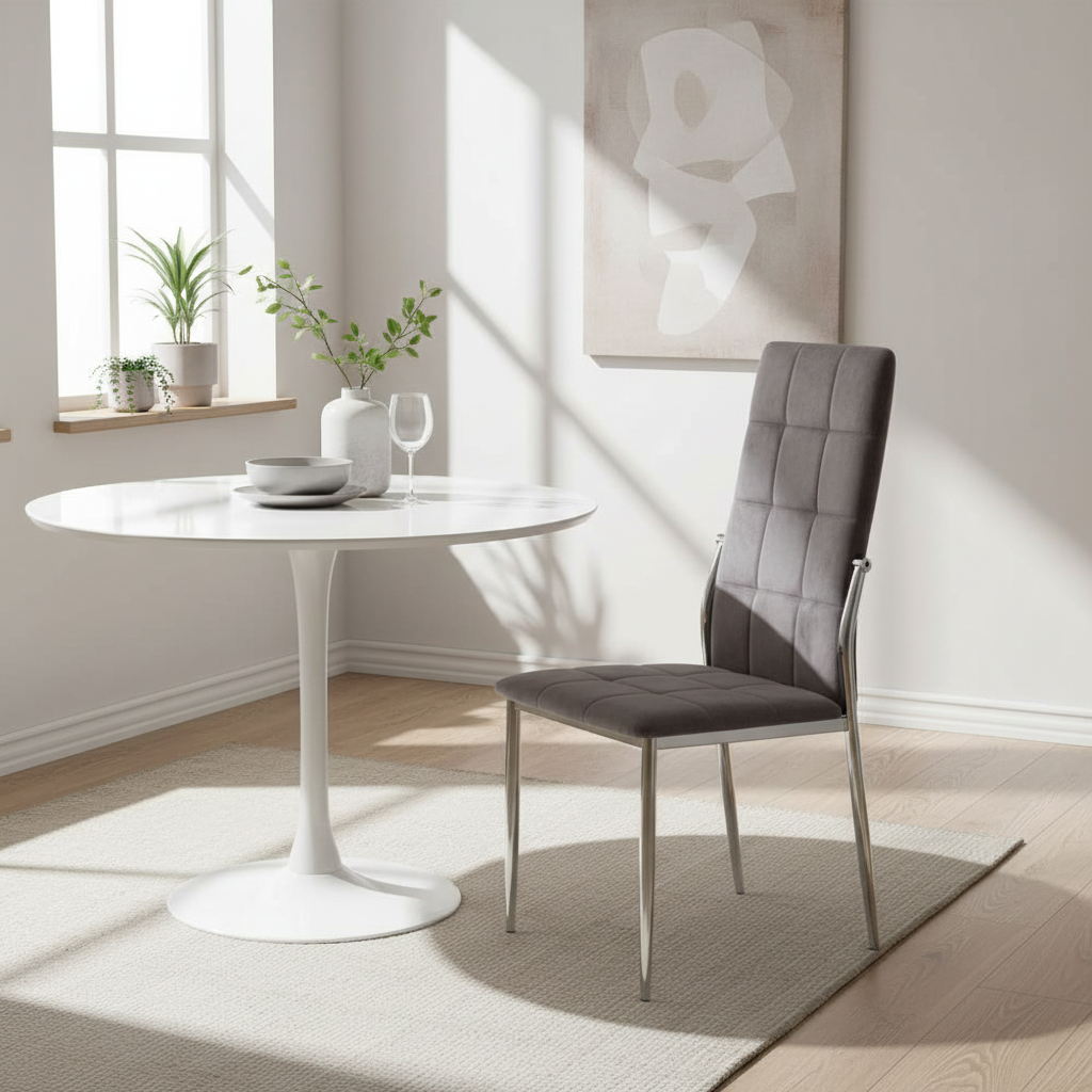 Tamzin Grey Velvet High Back Dining Chair