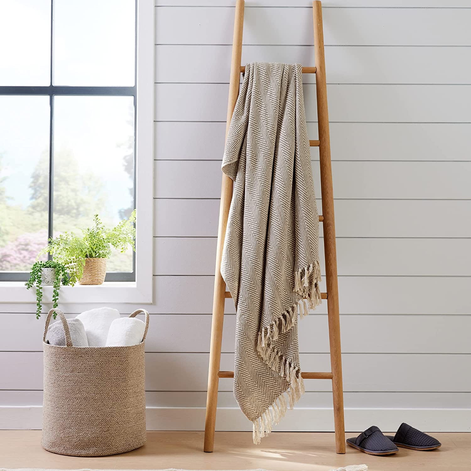 Tangier Super Soft Recycled Cotton Throw Blanket with Decorative Tassels Lightweight Cozy for Sofa Bed Chair Stylish Eco - Friendly