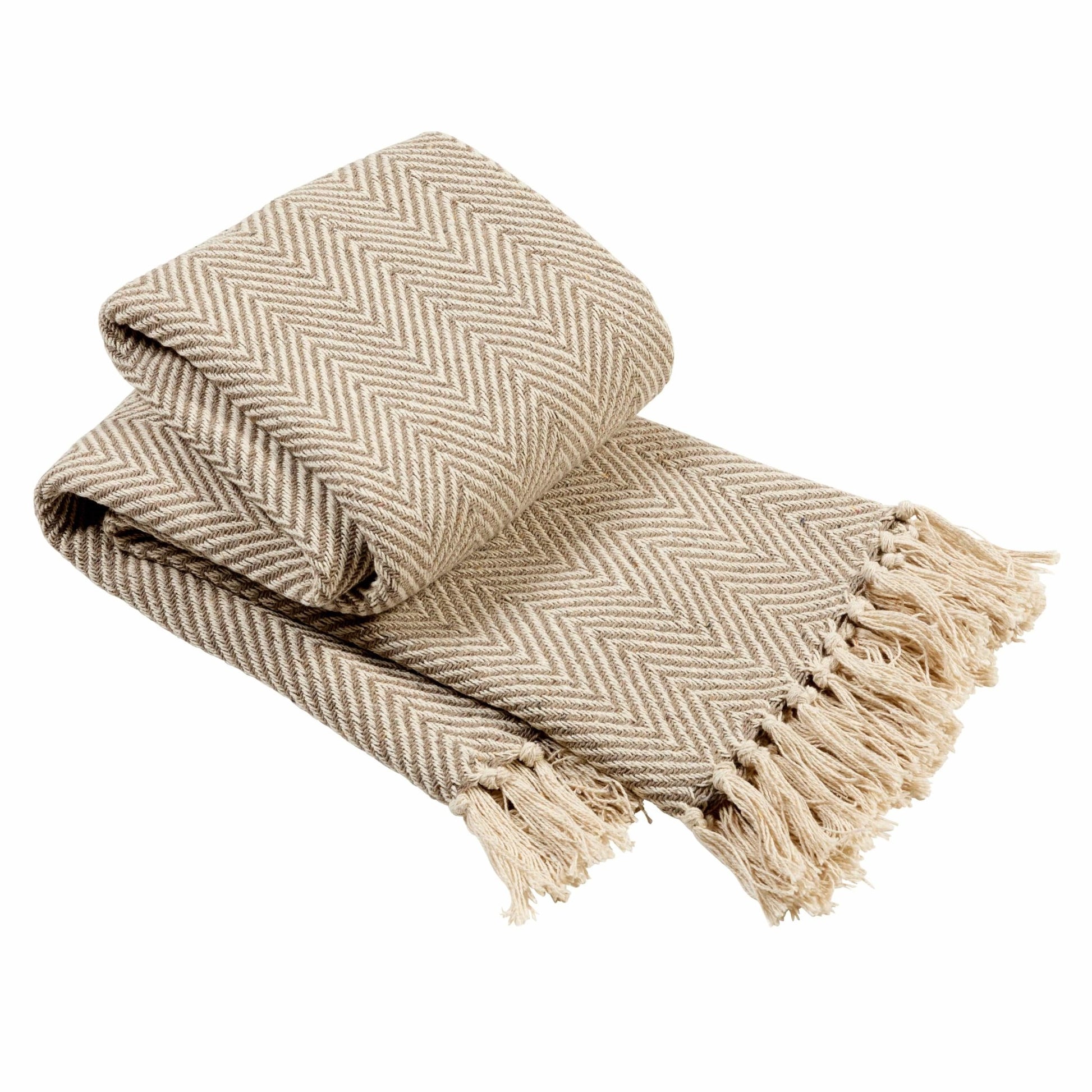 Tangier Super Soft Recycled Cotton Throw Blanket with Decorative Tassels Lightweight Cozy for Sofa Bed Chair Stylish Eco - Friendly