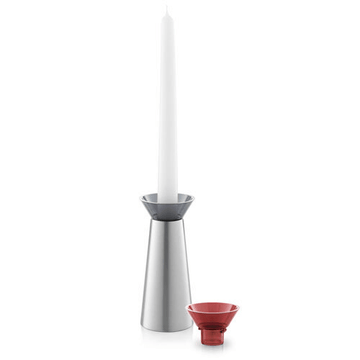 Taris Brushed Stainless Steel with Grey/Red Vase or Candle Holder 40677GR