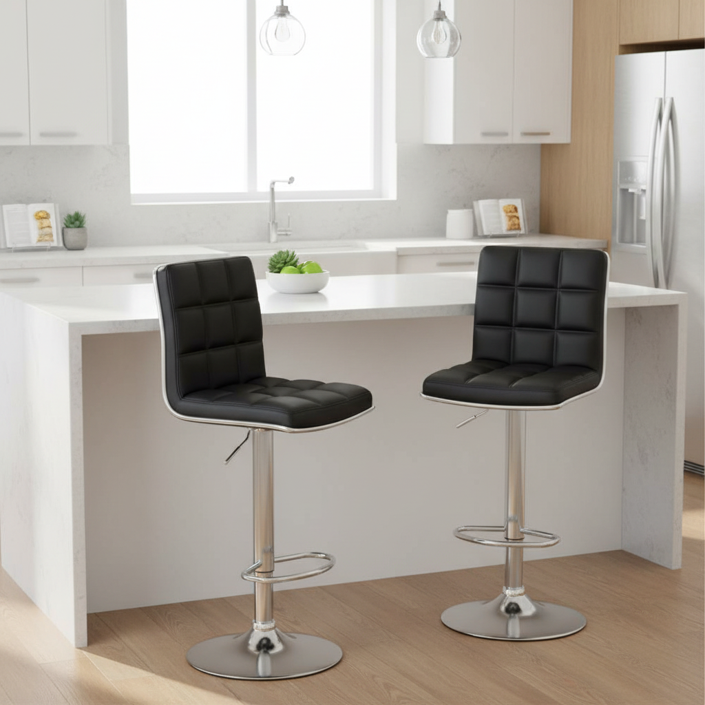 Tavor Black Faux Leather Bar Chair