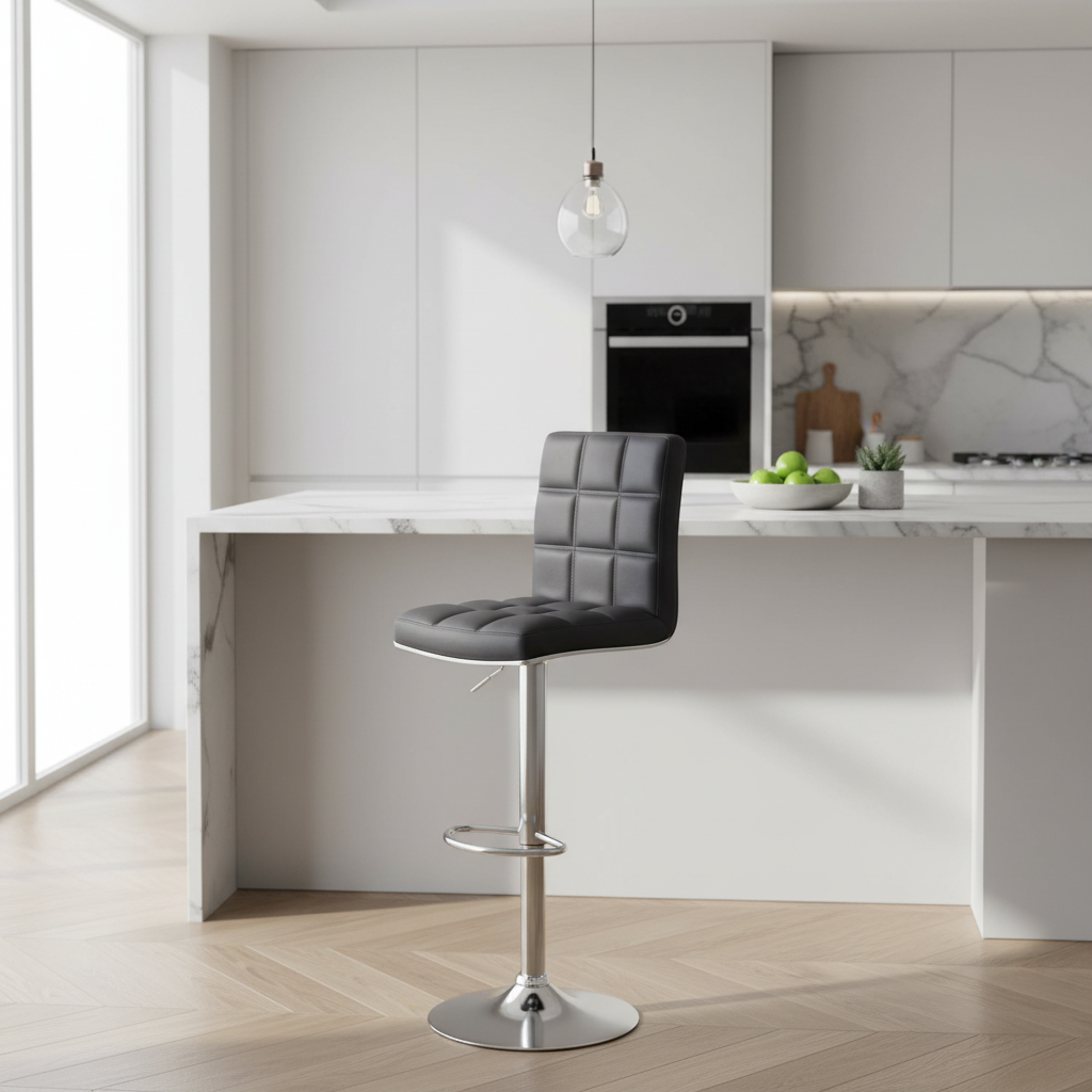 Tavor Grey Faux Leather Bar Chair