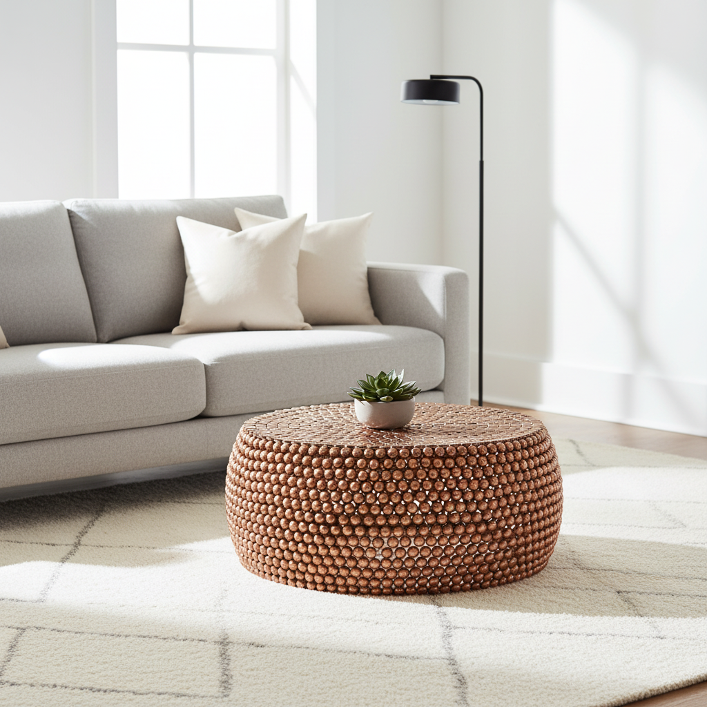 Templar Beaded Iron Copper Coffee Table
