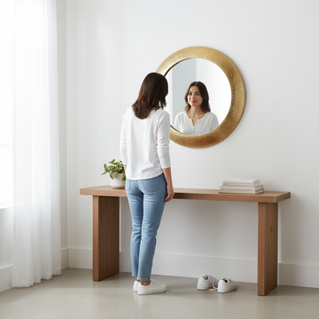 Templar Gold Finish Round Wall Mirror