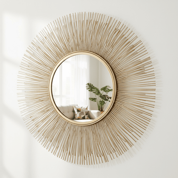 Templar Gold Finish Sunburst Wall Mirror