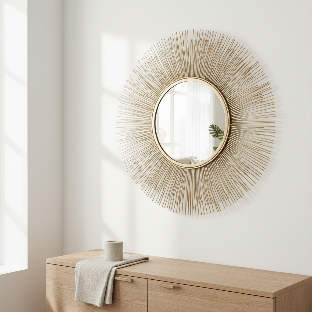 Templar Gold Finish Sunburst Wall Mirror