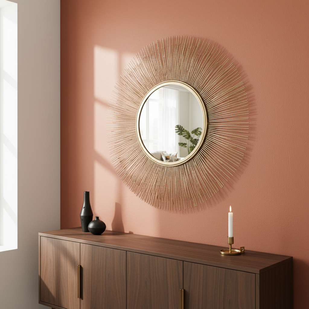 Templar Gold Finish Sunburst Wall Mirror