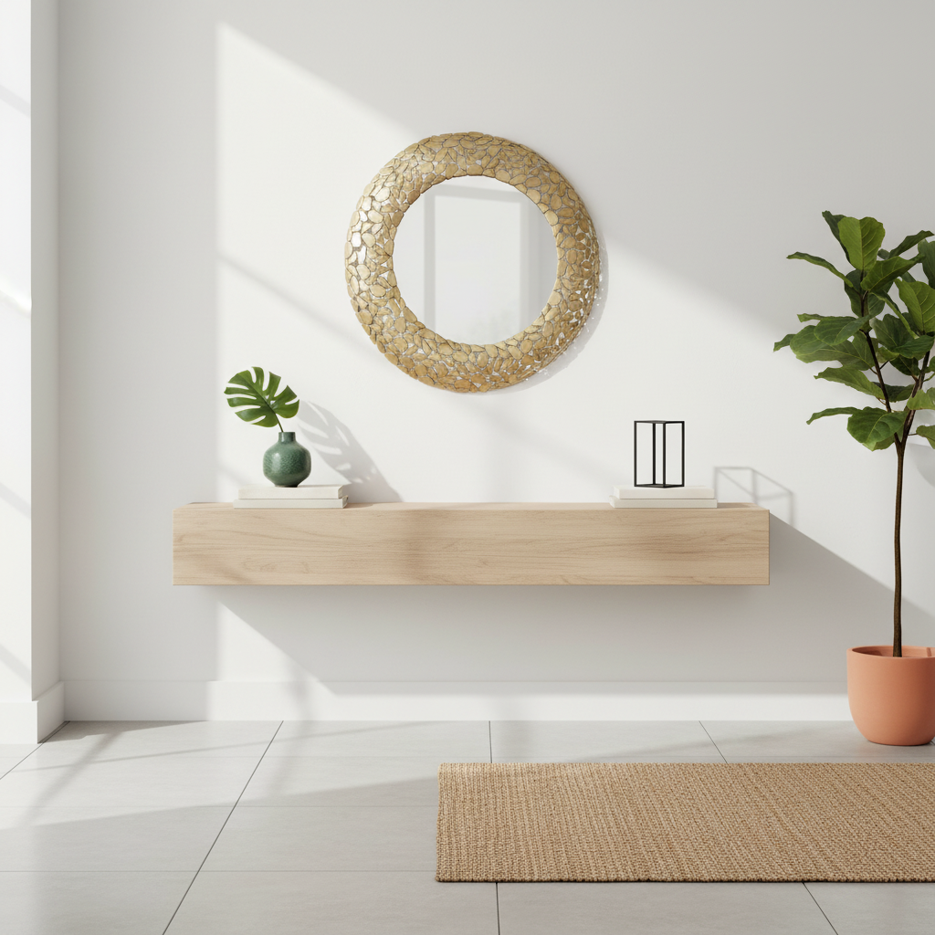 Templar Pebble Effect Round Wall Mirror