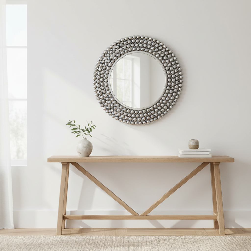 Templar Pewter Finish Iron Wall Mirror