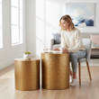Templar Set of 2 Gold Finish Side Tables and Stools