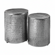 Templar Set of 2 Nickel Finish Side Tables and Stools
