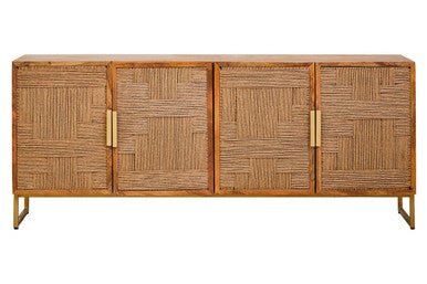 Teora Mango Wood Paper Rope Detail Four Door Sideboard