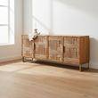 Teora Mango Wood Paper Rope Detail Four Door Sideboard
