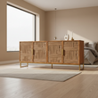 Teora Mango Wood Paper Rope Detail Four Door Sideboard