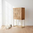 Teora Paper Rope Detail Two Door Mango Wood Cabinet