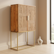 Teora Paper Rope Detail Two Door Mango Wood Cabinet