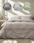 Textured Pintuck Ruffles Pleated Microfibre Duvet Cover Sets with Pillowcases Soft Breathable Easy Care Bedding Set Quilt Covers