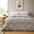 Textured Pintuck Ruffles Pleated Microfibre Duvet Cover Sets with Pillowcases Soft Breathable Easy Care Bedding Set Quilt Covers