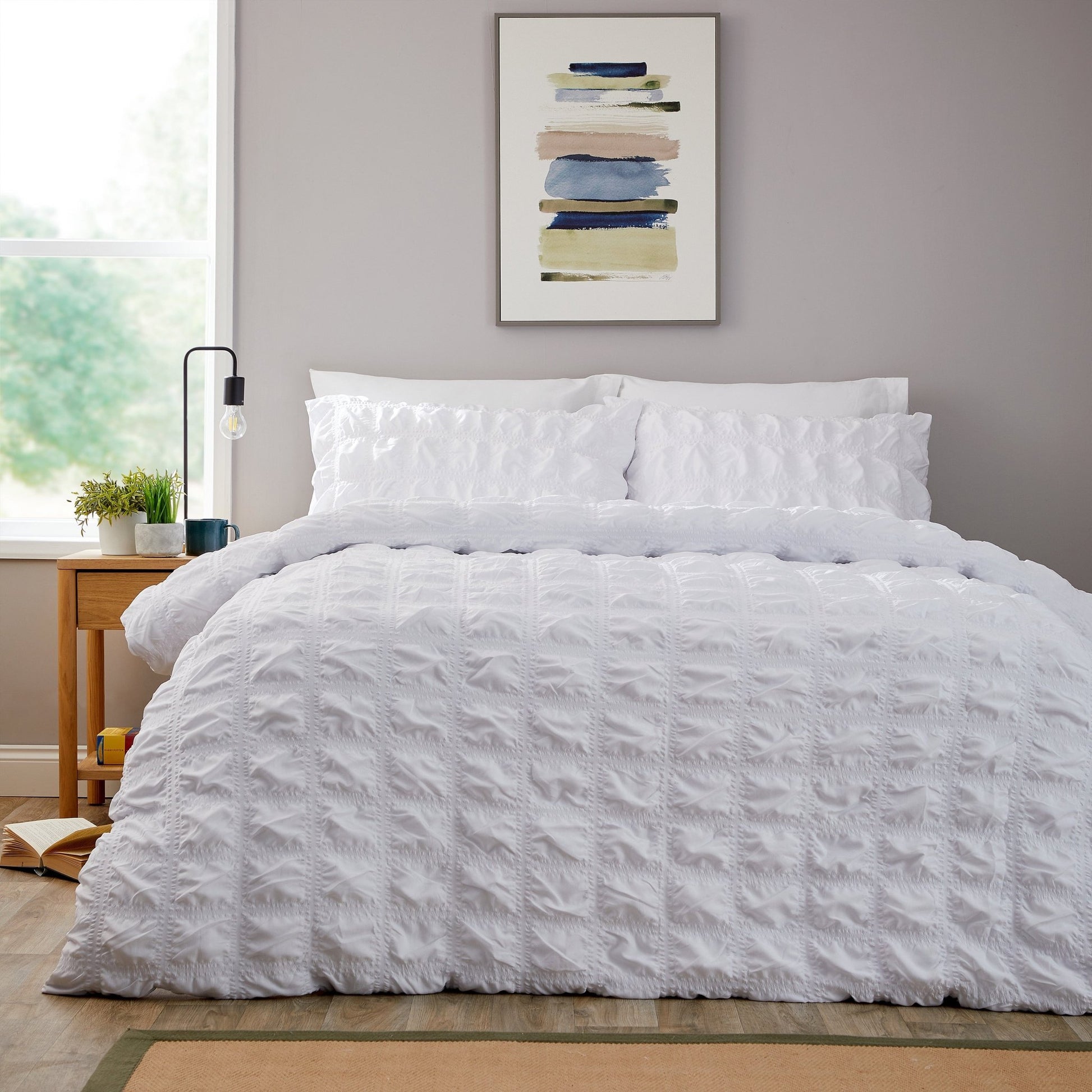 Textured Pintuck Ruffles Pleated Microfibre Duvet Cover Sets with Pillowcases Soft Breathable Easy Care Bedding Set Quilt Covers