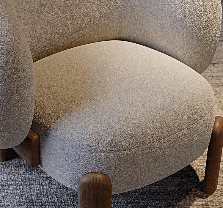 Thelonious Boucle Armchair, White Armchair