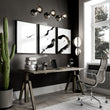 Therapy Office Wall Art Japandi Zen Ink Brushstroke Solitary Figure Black White Gold displayed on a wall in a styled room — view 5