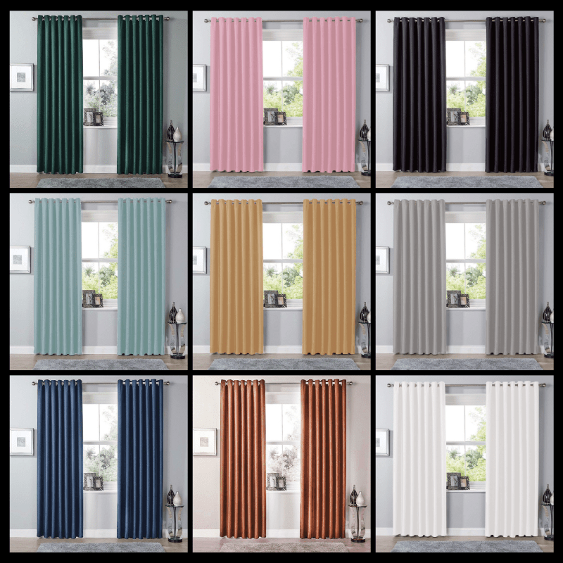 Thermal Blackout Room Darkening Curtains Energy Saving Light Blocking Panels in 12 Colours for Bedrooms and Living Rooms Multiple Sizes