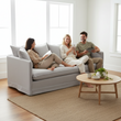 Stella Three Seat Grey Linen Sofa