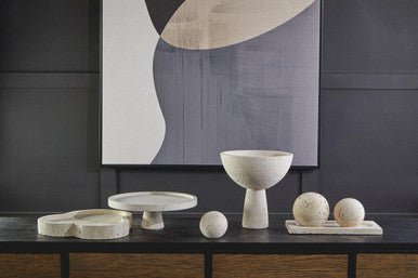 Tibor Travertine Pedestal Bowl