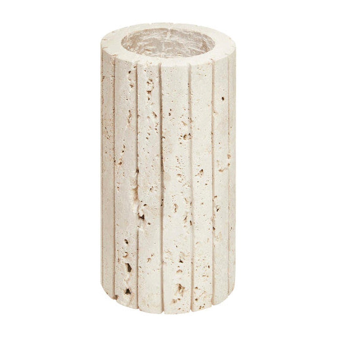 Tibor Travertine Ribbed Vase