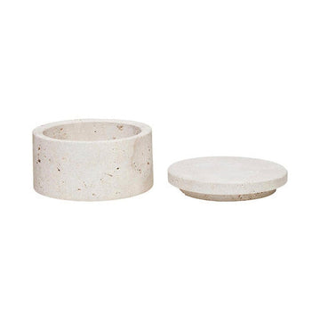 Tibor Travertine Round Trinket Box