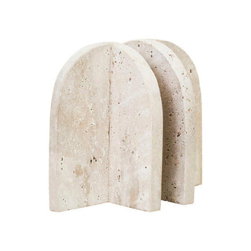 Tibor Travertine Set of 2 Arched Bookends