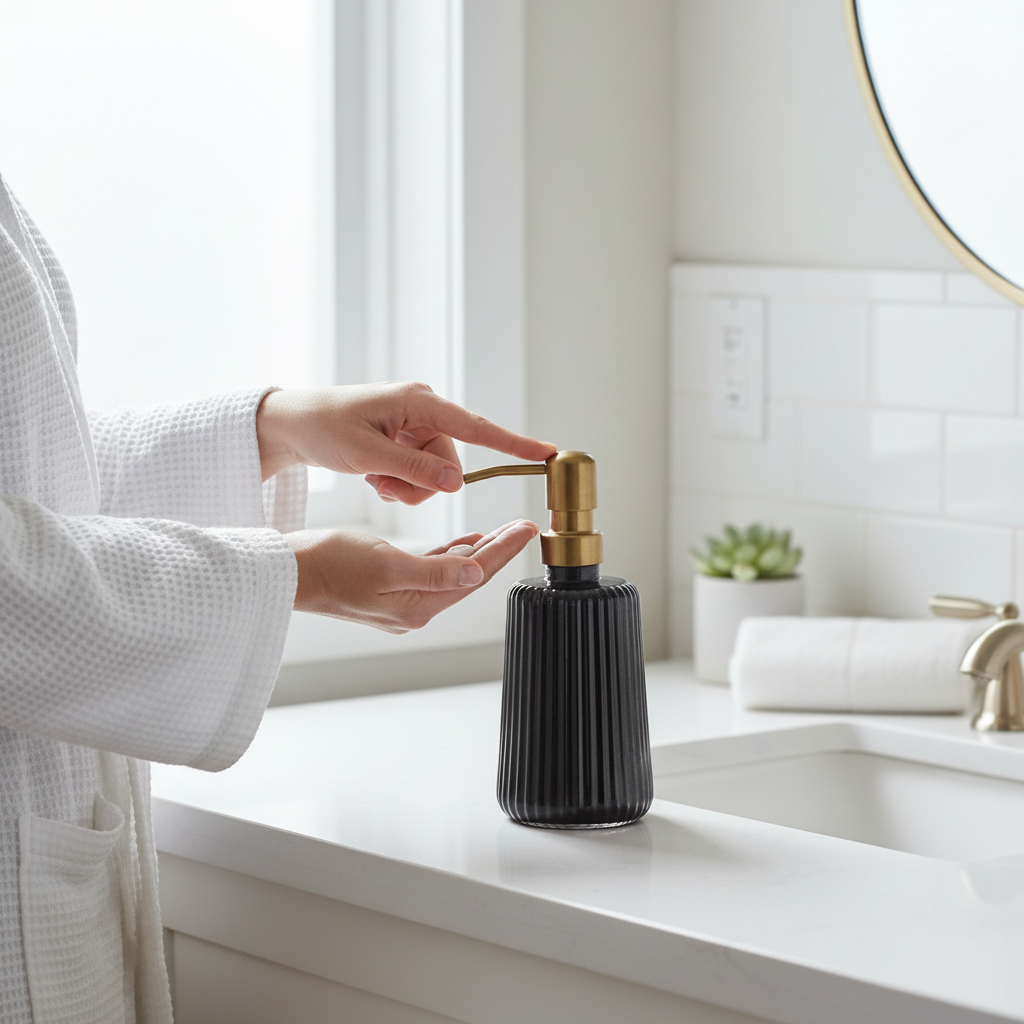 Ticino Brittany Black Glass Lotion Dispenser