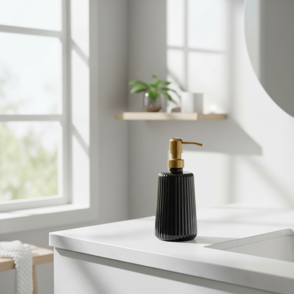 Ticino Brittany Black Glass Lotion Dispenser