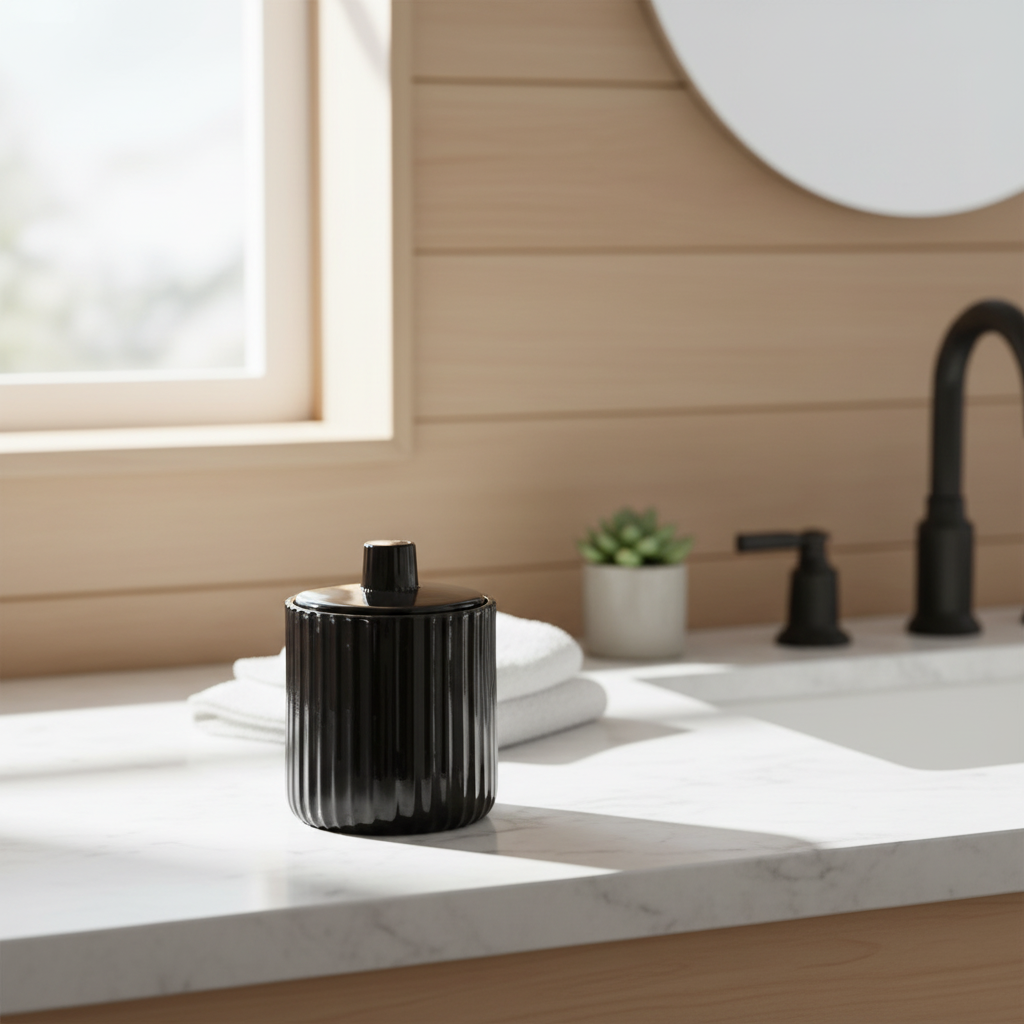 Ticino Brittany Black Glass Storage Jar