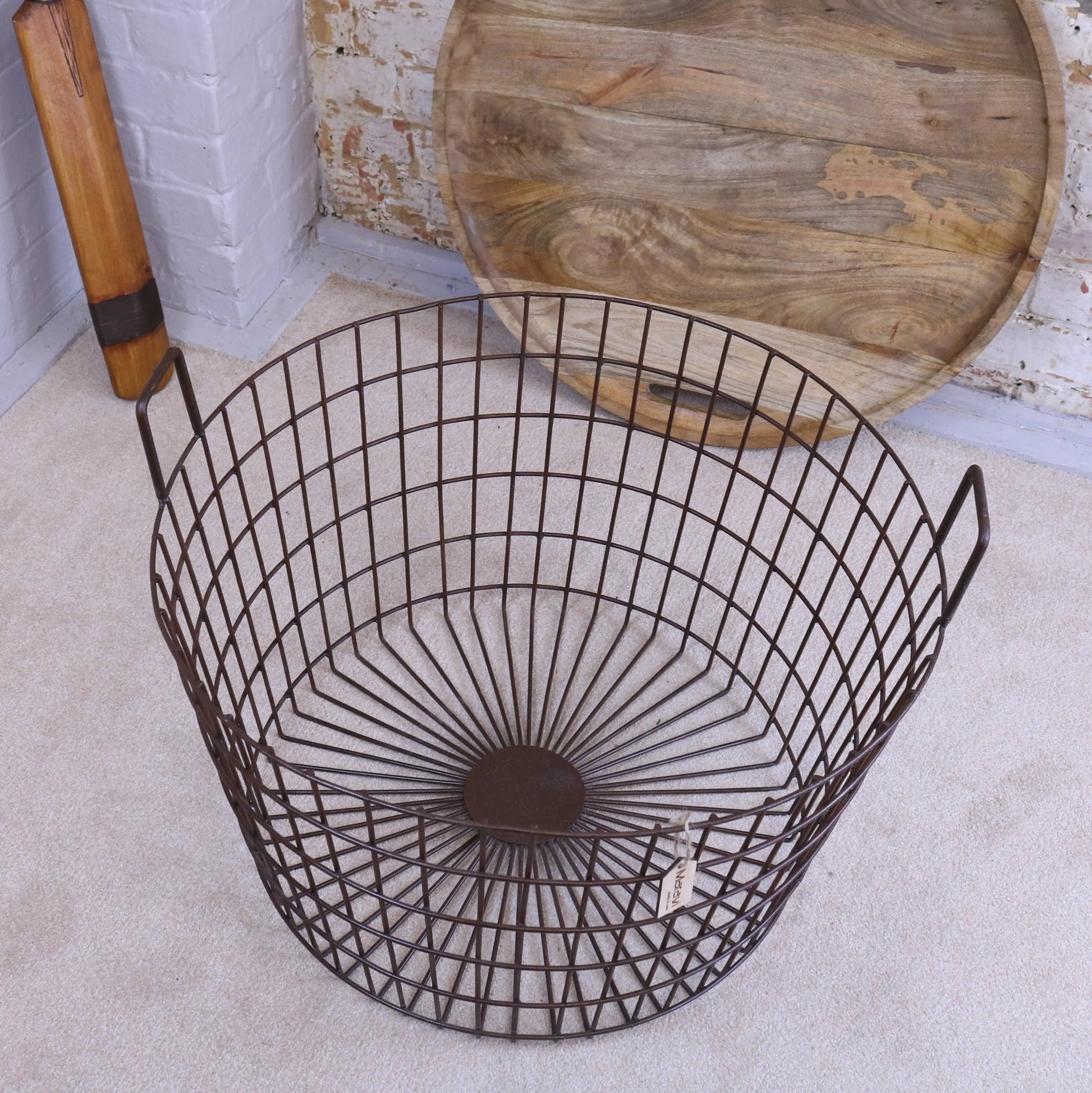Tilpi Industrial Basket Table With Wood Lid