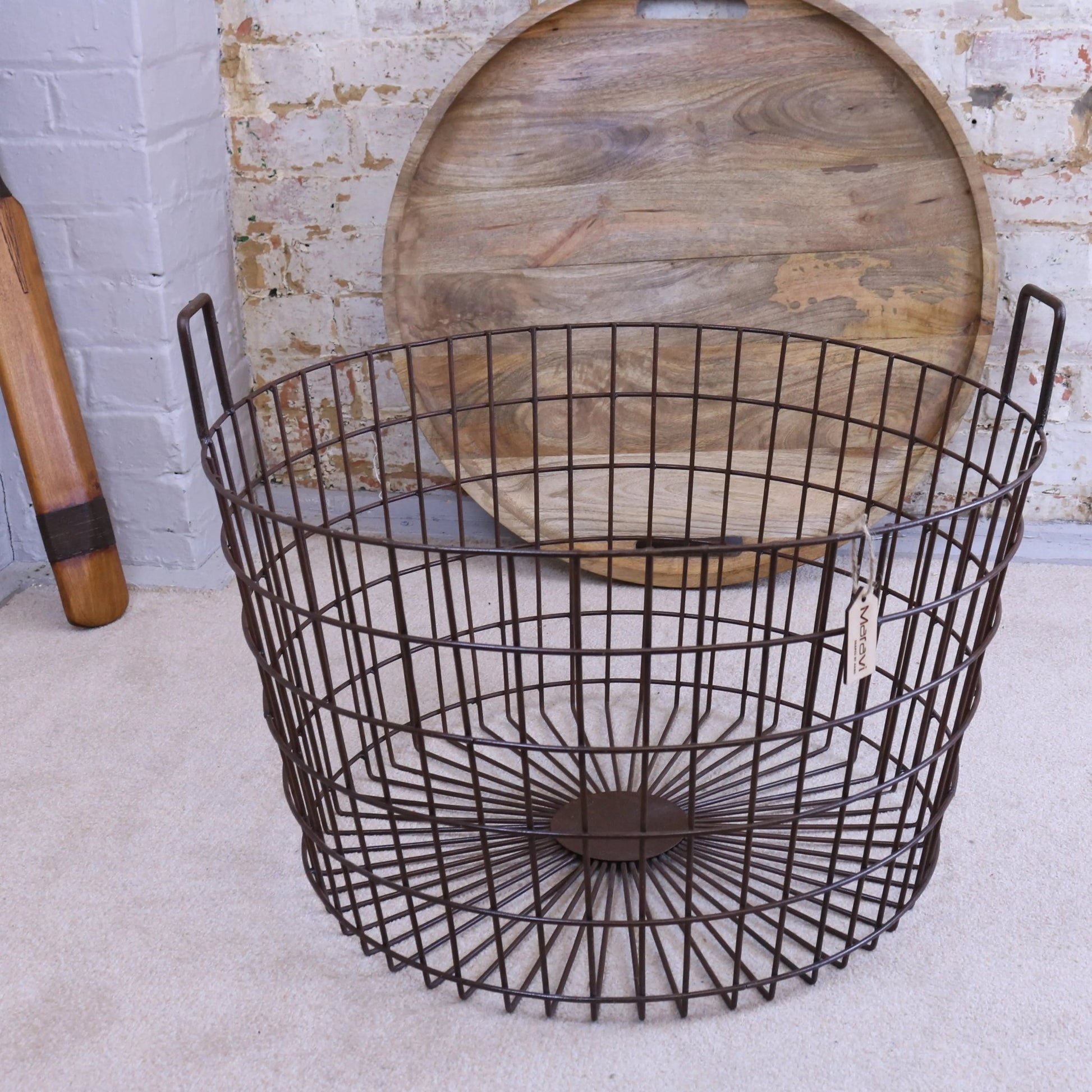 Tilpi Industrial Basket Table With Wood Lid