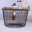 Tilpi Industrial Basket Table With Wood Lid