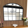 Tomi - Black Metal Arched Lattice Window Mirror - 95cm x 120cm