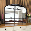 Tomi - Black Metal Arched Lattice Window Mirror - 95cm x 120cm