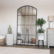 Tomi - Full Length Black Metal Arched Lattice Window Mirror - 180cm x 90cm