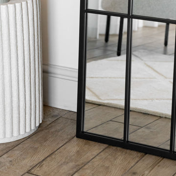 Tomi - Full Length Black Metal Arched Lattice Window Mirror - 180cm x 90cm