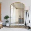 Tomi - Full Length Gold Metal Arched Lattice Window Mirror - 180cm x 105cm.