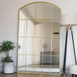 Tomi - Full Length Gold Metal Arched Lattice Window Mirror - 180cm x 105cm.