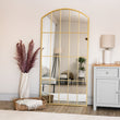 Tomi - Full Length Gold Metal Arched Lattice Window Mirror - 180cm x 90cm