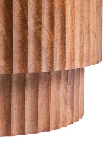 Torcino Mango Wood Carved Design Marble Top Side Table