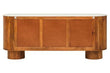 Torcino Mango Wood Carved Design Marble Top Three Door Sideboard
