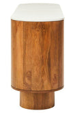 Torcino Mango Wood Carved Design Marble Top Three Door Sideboard