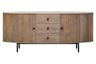 Torello Three Drawer Grey Mango Wood Sideboard