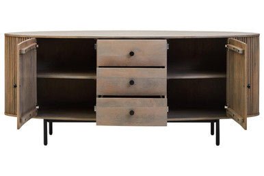 Torello Three Drawer Grey Mango Wood Sideboard