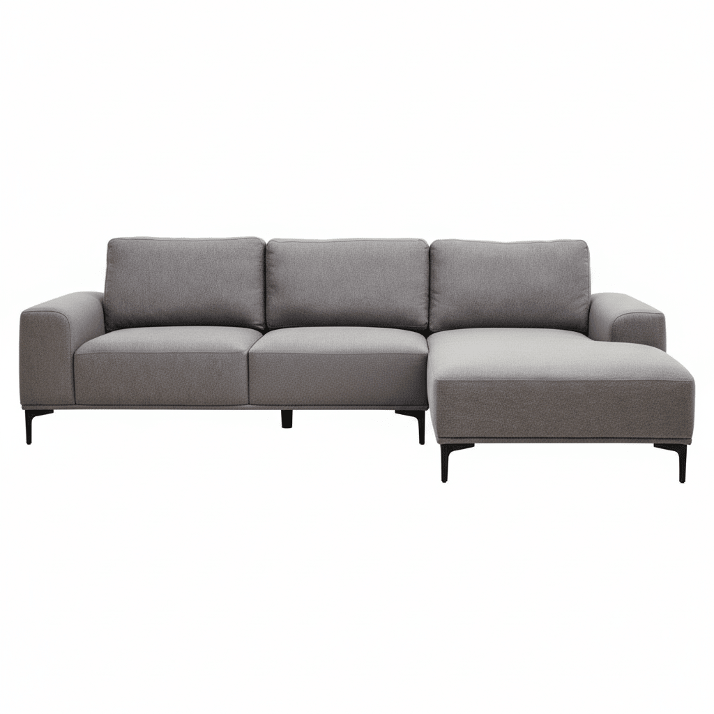 Toulon 3 Seat Grey Fabric Right Chaise Sofa